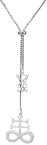 EUEAVAN Sigill des Luzifer Halskette Leviathan Kreuz Anhänger Männer Dämon Siegel Satans Okkultismus Luzifer Satanismus Baphomet Talisman Gothic Religiös Kirche Schmuck Wicca Heiden Geschenk