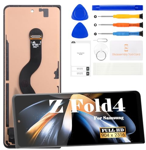 SRJTEK TFT SM-F936B/U/W - Pantalla externa de repuesto para Samsung Galaxy Z Fold 4, digitalizador, herramientas de reparación profesionales, 15.8 cm, color negro, sin huellas dactilares (pantalla