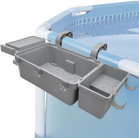 Pool Aufbewahrungskorb Set, Multifunktionaler Organizer mit Getränkehalter