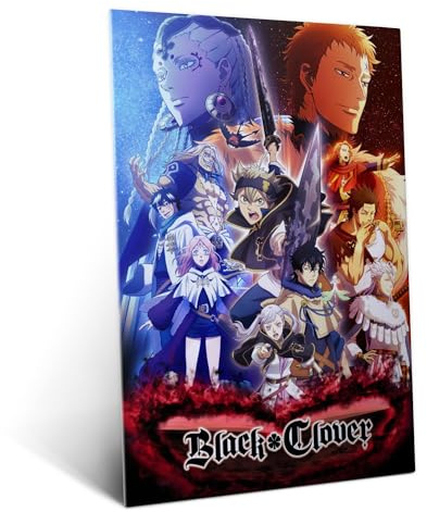 Displate Metallposter Black Clover - Magic Knight Ensemble - Wanddeko Poster für Schlafzimmer Magnetische Befestigung 32 x 45 cm