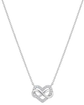 Suzan Gold Halskette 925 Sterling Silber Unendlichkeit Herz Kette vergoldet Damen Zirkonia Infinity Herz Kette elegant filigran Geschenk für Frauen