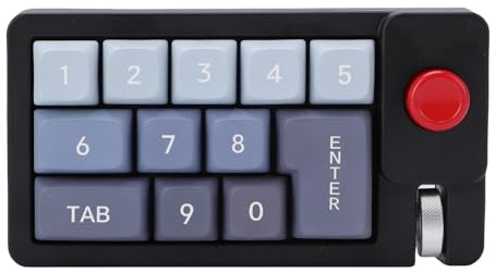 Jectse Teclado Numérico Mecánico, Teclado Numérico Intercambiable en Caliente de 12 Teclas con Retroiluminación RGB y Rodillo de Joystick, USB con Cable Tipo C Macro Programable, para (Black)
