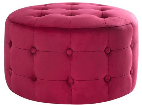 Moderner Hocker Samtstoff dekorative Versteppung rund rosa fuchsia Tampa