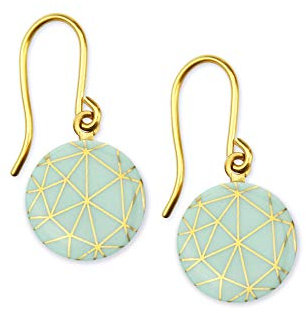 lille mus Porzellan-Ohrhänger GEO - Mint/Gold