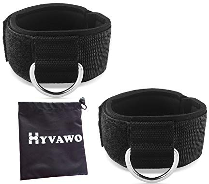 Pingmall Ankle Strap Gepolsterte Neopren Fitness Handgelenk Manschette mit D Ring hohe Stärke Klettverschluss Übungen Gürtel Gym Riemenscheibe Gurt für Kabel Maschinen