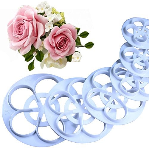 KALAIEN Rose Flower Cutters Set of 6 - Cookie Cutter, Perfect for Fondant, Sugar Paste, Marzipan & DIY Clays