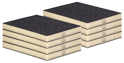Schleifschwamm Schleifmatte I Körnung K120 8er Set MITTEL I DIY, Handschleifer für Verschiedene Materialien geeignet I weiches anpassungsfähiges Schleifmittel, Schleifklotz, Schleifblock