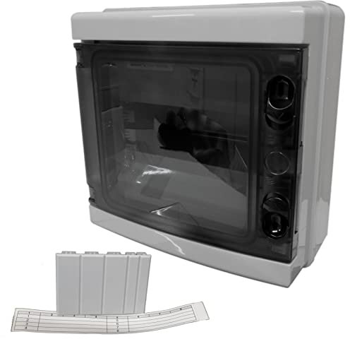 8 Module Way IP65 DIN Rail Enclosure Box with Door Outdoor Weatherproof Waterproof Ideal for Consumer Unit RCD Contactors Timers etc