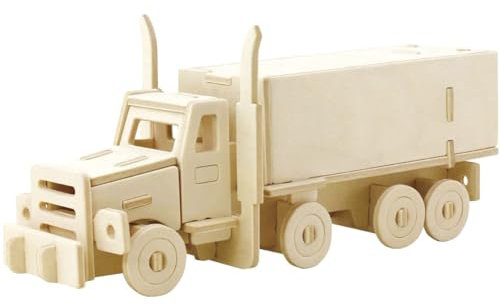 Marabu 317000000004 - KiDS 3D Holzpuzzle Lastwagen, mit 38 Puzzleteilen aus FSC-zertifiziertem Holz, ca. 19 x 8 cm groß, einfache Stecktechnik, zum individuellen Bemalen und Gestalten