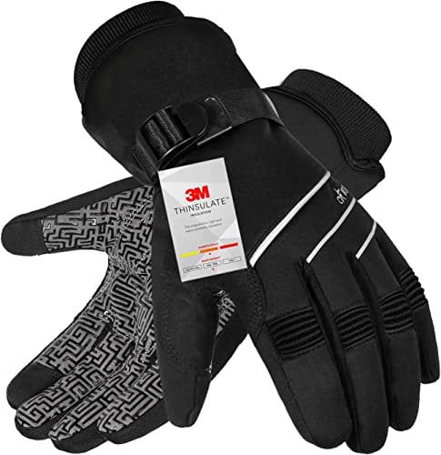 Waterproof & Windproof Winter Gloves for Men and Women,-30°F 3M Thinsulate Thermal Gloves Touch Screen Warm Gloves for Skiing,Cycling,Motorcycle,Running,Outdoor Sports Black-S