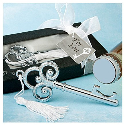 Clé ouvre-bouteille argentée dans une boîte cadeau – Décapsuleur pour cadeaux originaux invités de mariage, communions et souvenirs pour anniversaires d'enfants