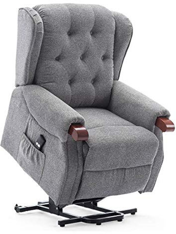More4Homes HARROGATE FABRIC ELECTRIC RISE RECLINER ARMCHAIR LIFT RISER CHAIR (Grey)