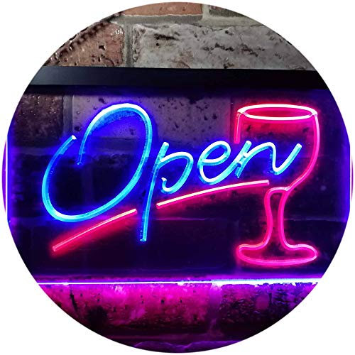 ADVPRO Open Bar Cocktails Glass Beer Wine Dual Color LED Barlicht Neonlicht Lichtwerbung Neon Sign Rot & blau 600 x 400mm st6s64-i0536-rb