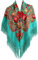 Gudessly Damen Traditioneller Schal mit Fransen und Quaste - Retro Blumenponcho Druck, Grün, Einheitsgröße