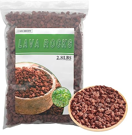 CARURBODY Rote Lavasteine für Pflanzen, 100% reines Vulkangestein, Keine Farbstoffe oder Chemikalien, Beste Lavasteine, Top-Dressing für Kakteen, Sukkulenten, Bonsai