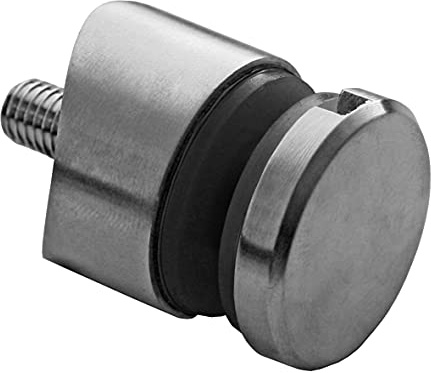 FeNau - Glas-Punkthalter Ø 30 mm, für Glas-Bohrung: min. 15 mm, Material: V2A, Anschluss: Ø 33,7 mm, Klemmbereich: 6-16 mm, inkl. Gummi - für Innen & Außen
