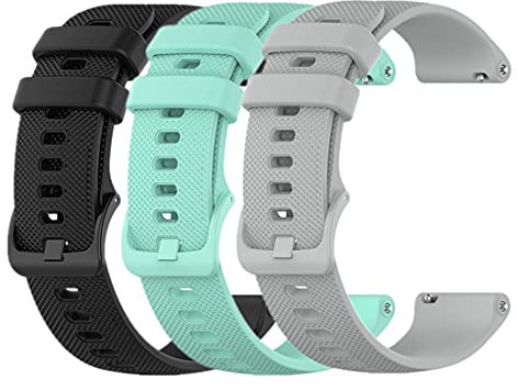 Huwokxix 22mm Watch Strap Compatible with Fossil Gen 5 Carlyle/Gen 5 Julianna/Gen 5 Garrett/Gen 5 Carlyle HR,Sport Strap Silicone Replacement Band (Black+teal+gray)