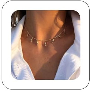Inilbran Punk Donner Halsband Kette Gold Blitz Halsband Kette Stern Station Halsband Kette Blitz Blitz Clavicle Kette Schmuck Für Frauen Und Mädchen