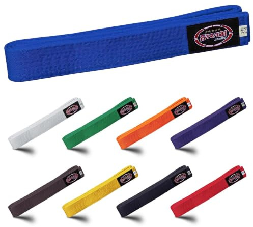 Farabi Sports Ceinture de karaté Plusieurs Couleurs Ceintures de karaté Judo Karaté BJJ Arts Martiaux Ceintures de Taekwondo (260-cm, Blue)