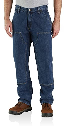 Carhartt Men's Loose Straight Double-Front Denim Dungaree, Canal, W34 x L34