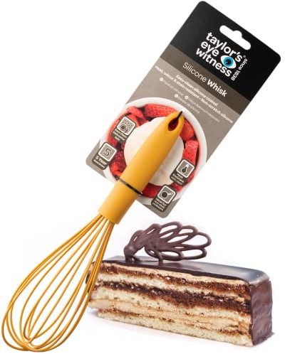 Taylors Eye Witness Large Mustard Yellow Silicone Whipping Whisk - Dishwasher Safe. Sturdy Build, Non-Scratch Balloon Head. Easy Clean. Odour, Stain & Heat Resistant (260°C/500°F). 5 Year Guarantee