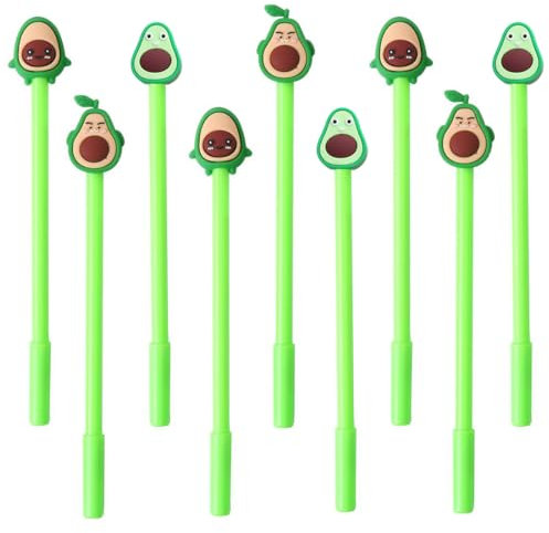 JKJF 9 Stück Avocado Gel Stift Frucht Gel Ink Pen Cartoon Süße Gelschreiber Feine Spitze Tintenroller Stift für Schule Büro Schreibwaren - 0,5 mm Schwarze