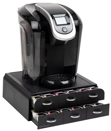 Mind Reader - Organizer per capsule di caffè monodose, con 2 cassetti, capacità 72 cialde, per piano di lavoro, 35,5 x 31 x 12 cm (lunghezza x larghezza x altezza), nero