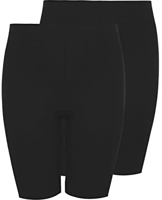Yours Everday Essential 2 Pack Curve Stretch Jersey Cycling Shorts Elasticated Highwaist Waistband - Women's - Plus Size Black 16