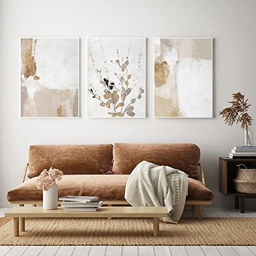 Sarah Duke 3er Poster Set, Beige Abstrakt Wandbilder Wohnzimmer Bilder, Moderne Leinwandbilder Wandposter, Ohne Rahmen Kunstposter, Wohnzimmer Wanddeko (40x50cm,A)
