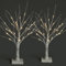 NETTA Set of 2 Twig Birch Tree with Lights Christmas Tree Ornament Pre-Lit with 24 Warm White LEDs - Battery Powered Tabletop Decoration (60cm/2ft) - White