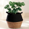 Praknu Cesto Macetero Grande - De Mimbre Hecha de Algas Marinas Sostenibles y Algodón - Cubre Macetas para Plantas de Interior y Cesta Decorativa - con Asas (Negro)