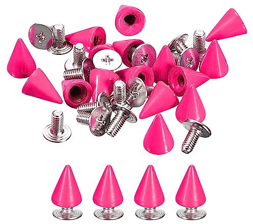 QUARKZMAN 100 Ensembles Cône Pointes Clous, 7x10mm Clous et Pointe Métal Vis Dos Rivet pour Vêtements Ceintures Sacs Chaussures Bricolage Maroquinerie, Rose Rouge