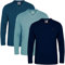 JRC Just Royal Clothing Pack of 3 Mens Long Sleeve V-Neck T-Shirts, Casual Vee Neck Tops (Navy, Stone Blue, Mid Night, M)