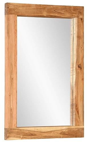 vidaXL Spiegel, Schminkspiegel mit Holzrahmen, Wandspiegel Kosmetikspiegel für Wohnzimmer Schlafzimmer, Badspiegel Flurspiegel, Massivholz Akazie Glas