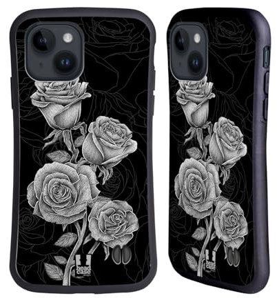 Head Case Designs Roses Fleurs Lithographiques Coque Hybride Compatible avec Apple iPhone 15