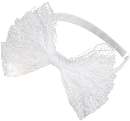 Damen Haarreif mit große Schleife,Spitzen Schleife Stirnbänder Vintage Haarband Kopfband Haarbänder Stirnband Haarschmuck Haar-Accessoires für Frauen Mädchen Tägliches Tragen,Weiß