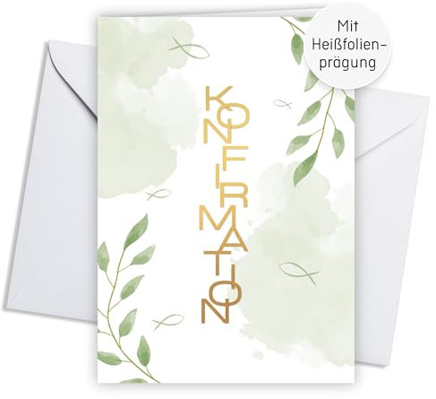 møij 12x EINLADUNGSKARTEN + Umschläge zur Konfirmation, DIN A6, zum Ausfüllen für Mädchen und Jungen