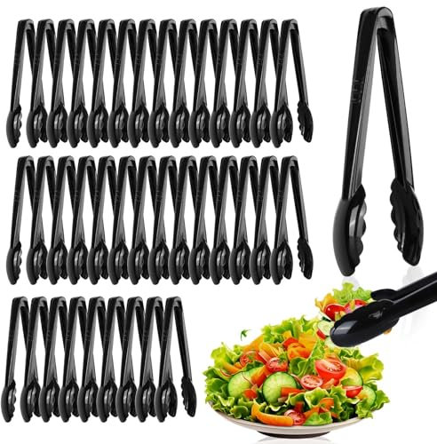 40 Pcs Plastic Tongs for Serving Bulk 9 Inch Serving Disposable Tongs, Plastic Serving Utensils, Heavy Duty Salad Tongs for Kitchen Buffets BBQ Events Catering