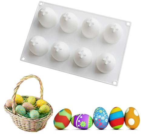Xinlon Molde 3D para Huevos de Pascua, Forma de Huevo de Pascua, Molde de Silicona Pascua para Chocolate, Jabón, Adornos Artesanales, Molde de Silicona para Huevos de Pascua