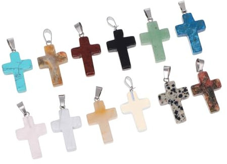 STOBOK Schmuck-kreuz- 12 Stein-kreuz- in Verschiedenen Farben für Halsketten Chakra-schmuck Kunstsammlung Meditationszubehör