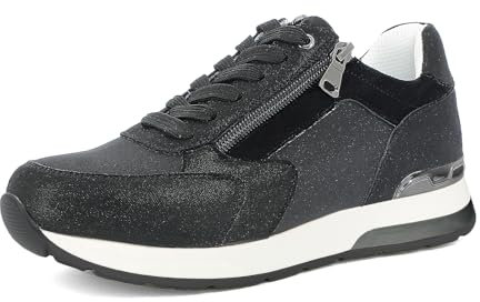 inblu Sneakers Donna in Ecopelle Monocolore, Scarpe da Ginnastica con Lacci e Cerniera Laterale,dal 35 al 41, Nero, 37 EU