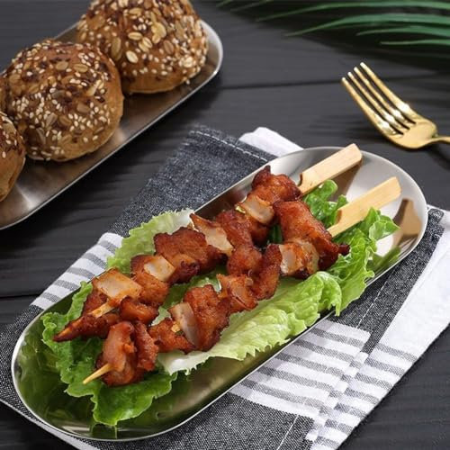 SPORTARC Bandejas ovaladas de acero inoxidable, bandeja de almacenamiento multiusos, bandeja decorativa para té, frutas, cosméticos, joyas (30 cm), 2A731KHLO392L9324VP2I2J