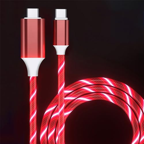 60 W/3 A leuchtendes USB-C-auf-USB-C-Kabel, Schnellladekabel, LED-Typ-C-Ladekabel für iPhone 15-Serie, MacBook Air, iPad Pro, Pixel, Samsung Galaxy S23/S24 (rot)