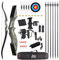 60 Schwarzer Jäger Original Recurve Bogen Set Amerikanischer Jagd-Langbogen Bogenschießen Holzbogen 20-60lbs Rechts/Linkshänder für Bogenschießen Jagd Schießen Praxis (Rechte Hand Set grau, 25Ibs)