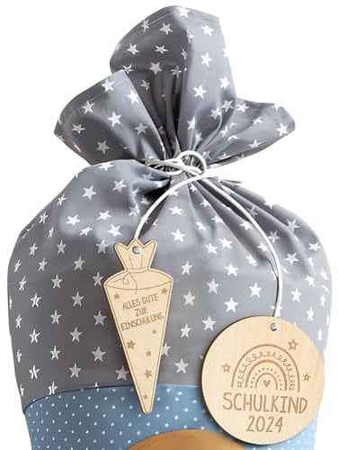 BOFUNX 2 Stücke Schultüte Anhänger Holz Zuckertüte Holzanhänger Namensanhänger Geschenkanhänger Schultüte Zuckertüte Deko Schulanfang Einschulung Deko