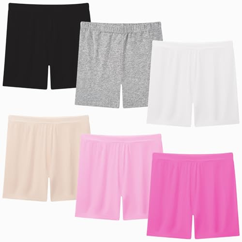 Moitiy Kruz Lot de 6 paires de shorts de cyclisme pour fille - Short de sport pour fille - Legging de sport - 2 à 12 ans, multicolore, 9-10 ans