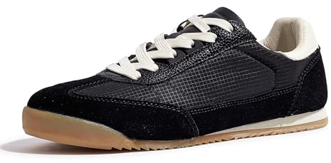 LUCKY STEP Zapatillas Planas de Cuero para Mujer – Zapatillas de Moda con Cordones, Calzado Casual para Tenis y Uso Diario