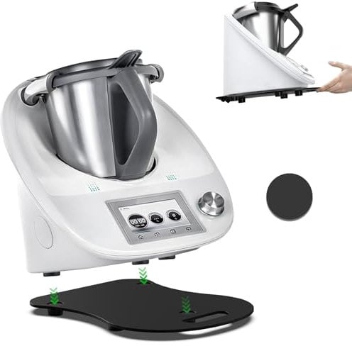 Diwoker Planche à roulettes pour Thermomix TM6 TM5, Thermomix TM6 avec roulettes et poignée, planche à roulettes Thermomix pour un déplacement sans effort en acrylique, noire