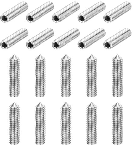 sourcing map 40Pcs Set Screws M4x20mm 304 Stainless Steel Cone Point Hex Socket Grub Screws for Machinery, Home Repairs, and Fixtures Silver