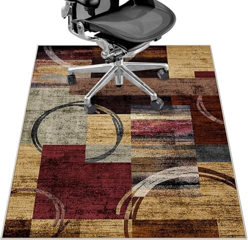 Office Chair Mat for Hardwood Floor&Tile Floor,36X 48 Heavy Duty Desk Chair Mat for Hard Floors,Under Desk Rug for Rolling Computer Chair,Anti Slip,Low Pile Carpet Floor-Geo Multi
